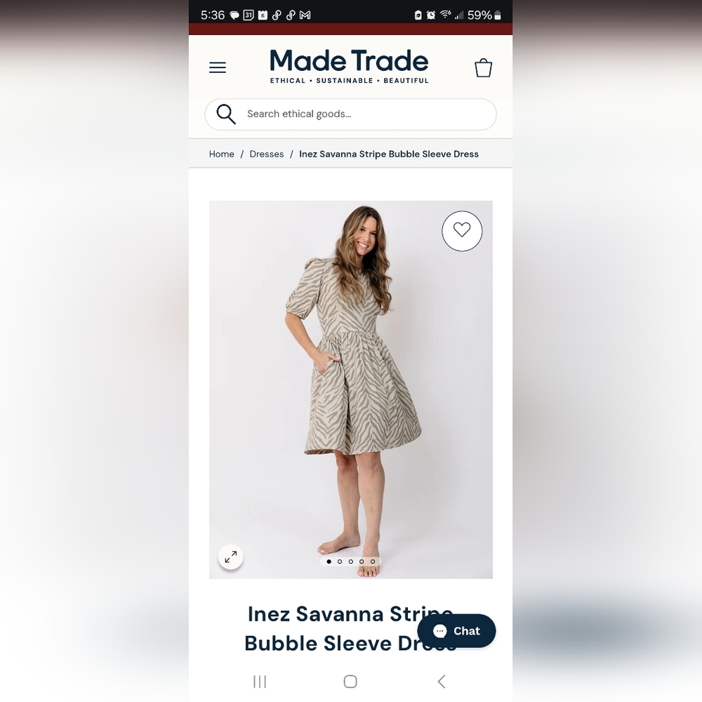 Fair trade, zebra print, bubble dress